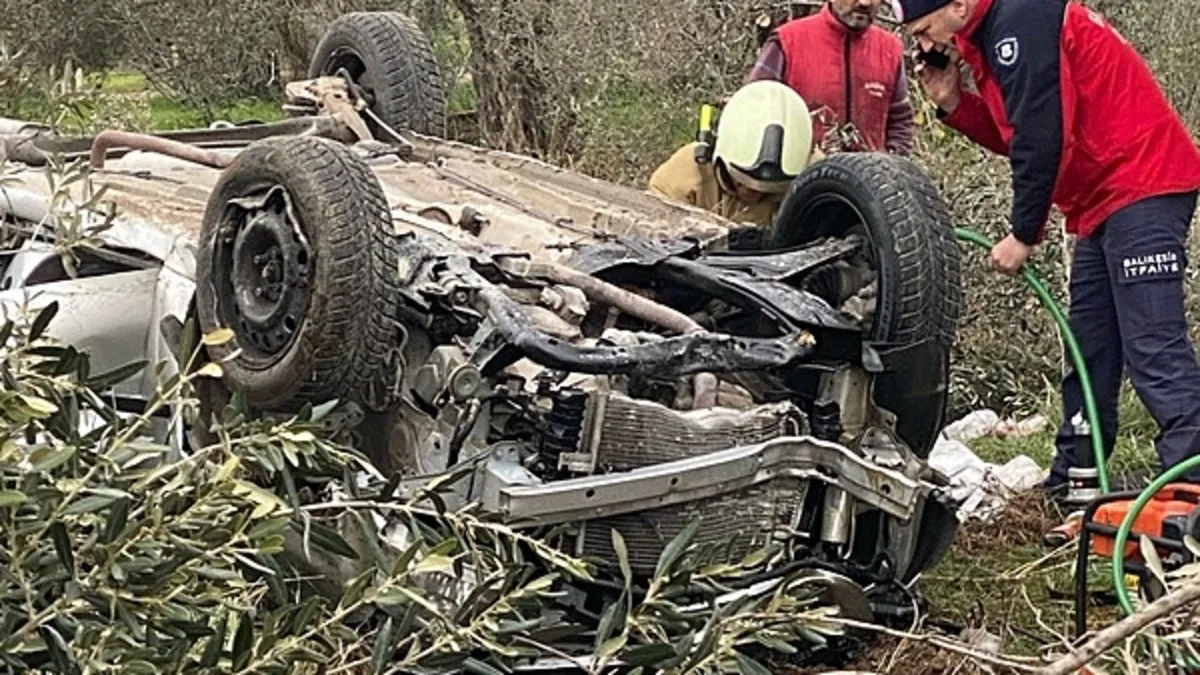 BalıkesirHavran’da araç tarlaya uçtu: 2 ölü!